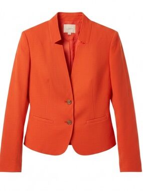LOFT Vibrant Orange-Red Collarless Tailored Blazer